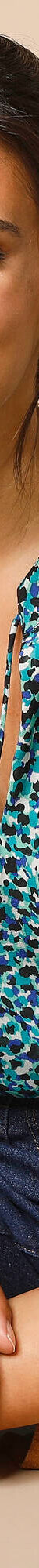 Blouse col tunisien imprimé animalier, manches longues (vert / bleu) Blouse col tunisien imprimé animalier, manches longues (vert / bleu)